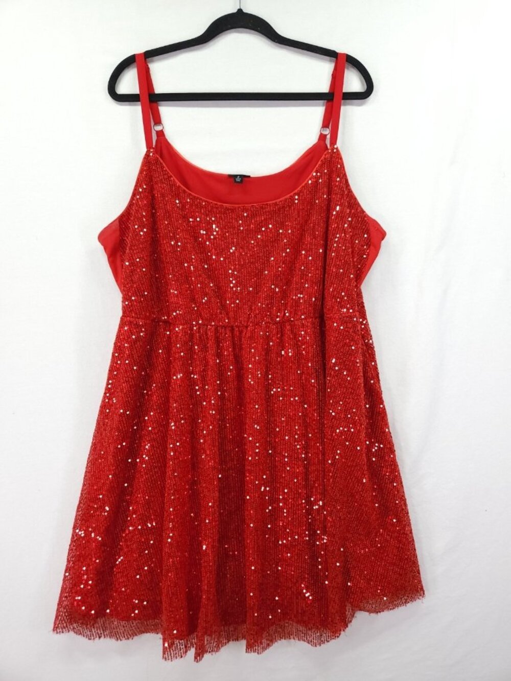 Torrid Red Mini All Over Sequin Skater Dress Size 2X Empire Waist
